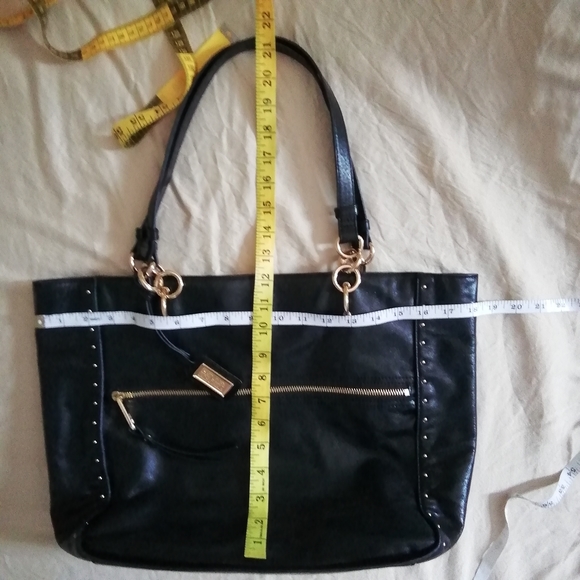 Badgley Mischka black genuine leather tote bag - Picture 3 of 11